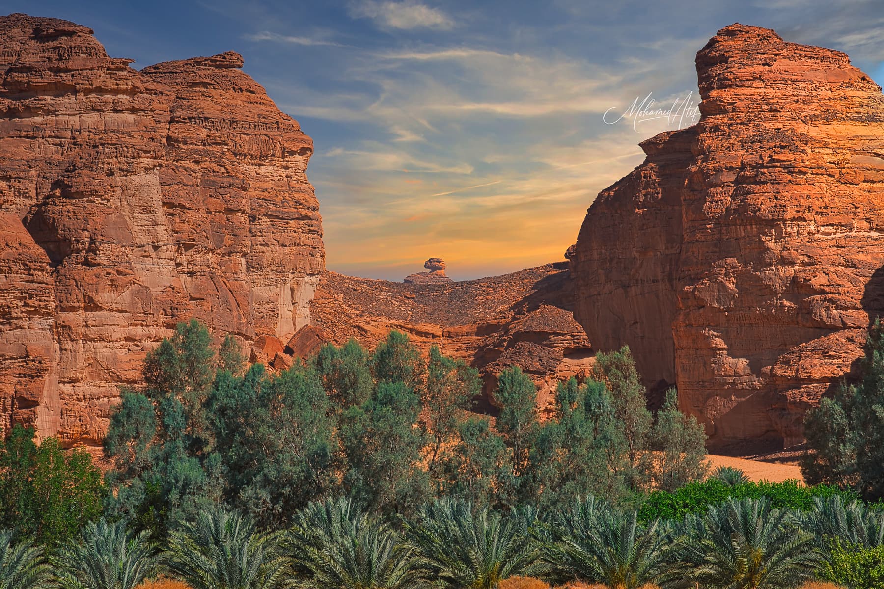 Wide-angle landscape scene from Al Ula, Saudi Arabia